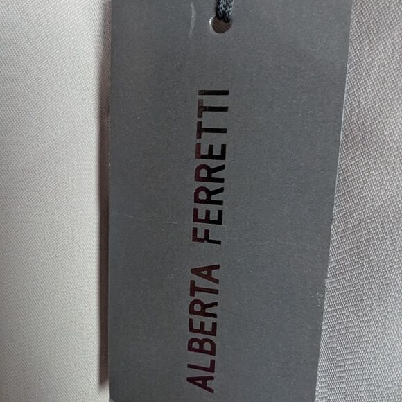 NWT Alberta Ferretti Ecru Sheath Trimmed Midi Dress US8 - Picture 13 of 16